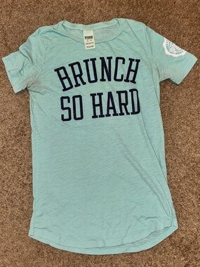 BRUNCH SO HARD Tee in Light Aqua
